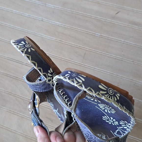 Spring Step Florentina Floral Leather Adjustable Strap Comfort Wedge Sandal - Picture 8 of 15